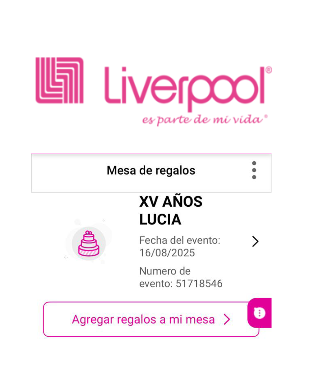 Mesa de regalos Liverpool